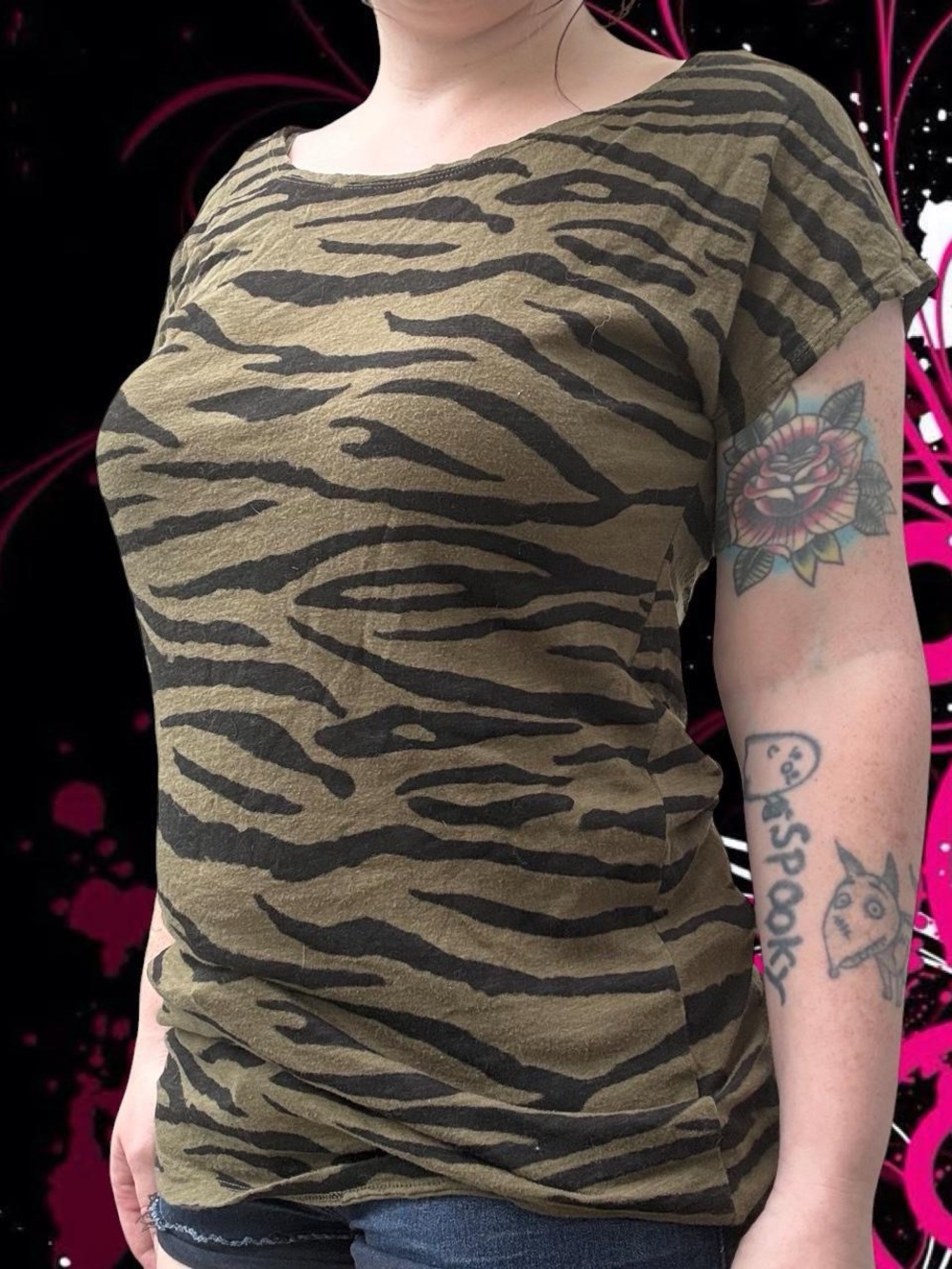 vintage y2k zebra print tee - divided by h&m, sz 4/small